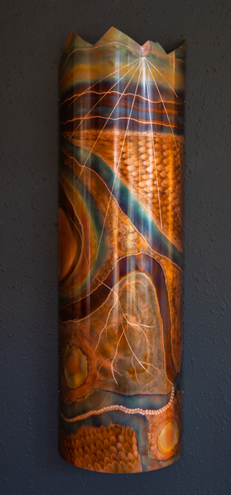 Perspective flame painted sconce
